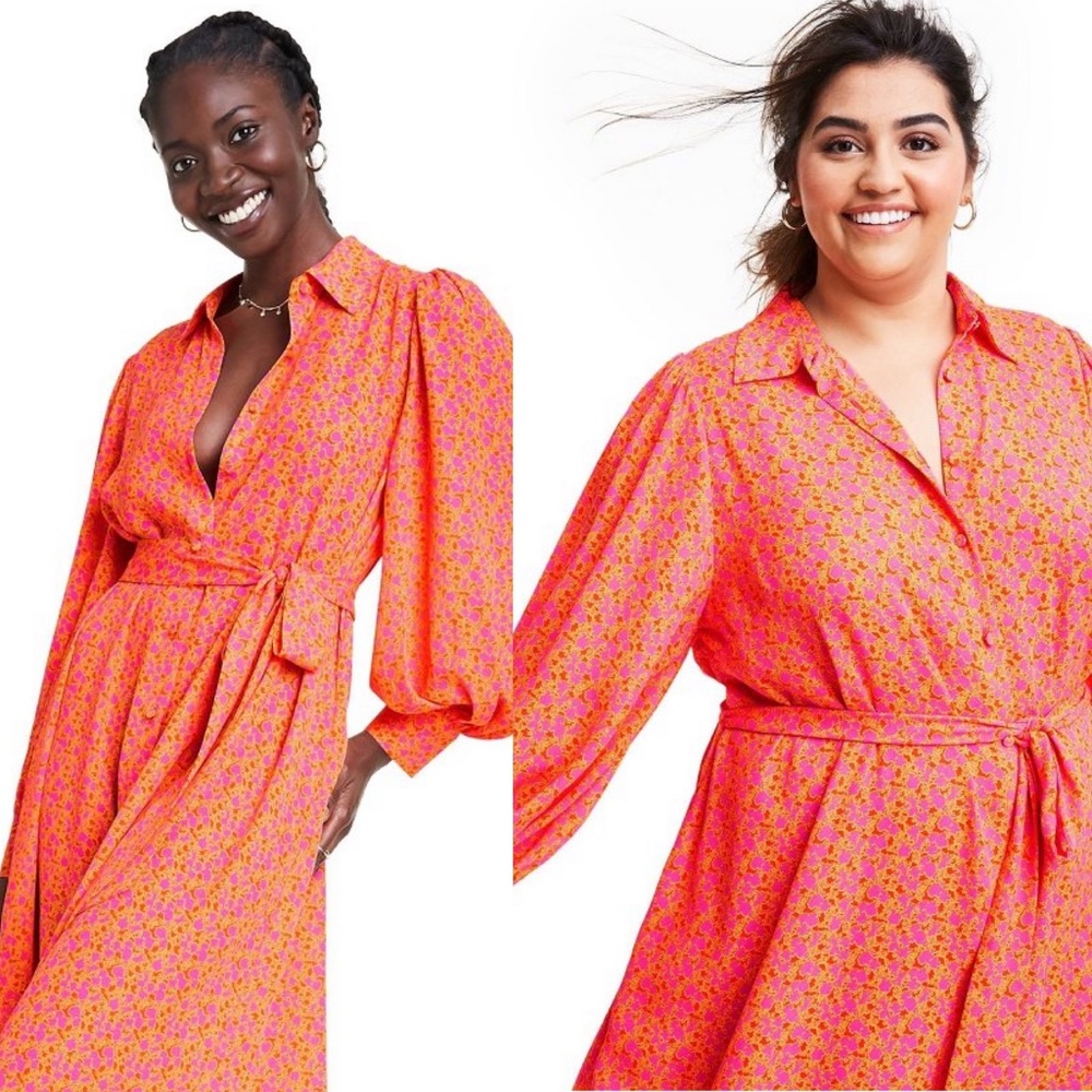 Plus 1X ALEXIS for Target Floral Robe Dress Orange